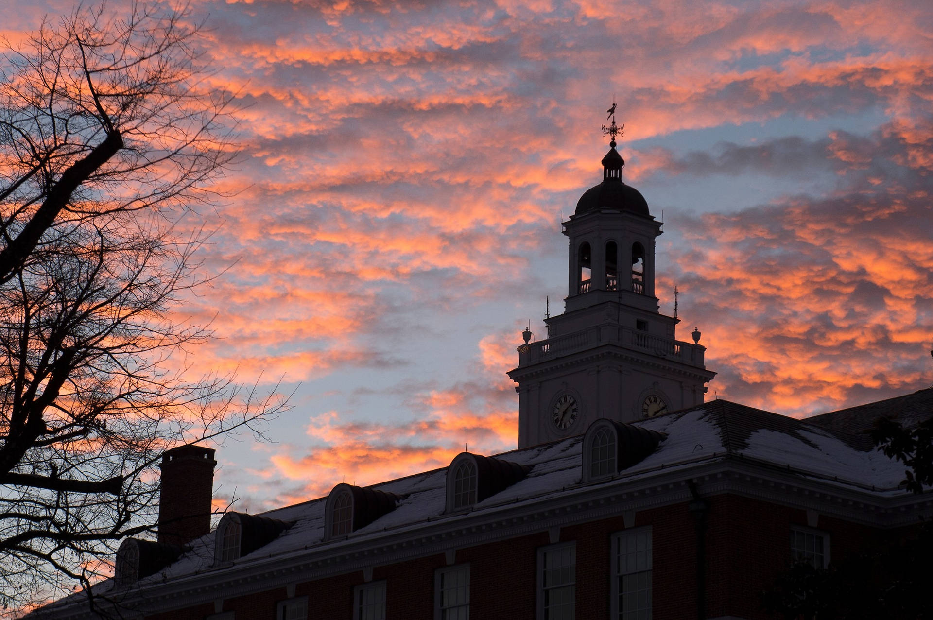 Johns Hopkins University Clock Tower Sunset Wallpaper