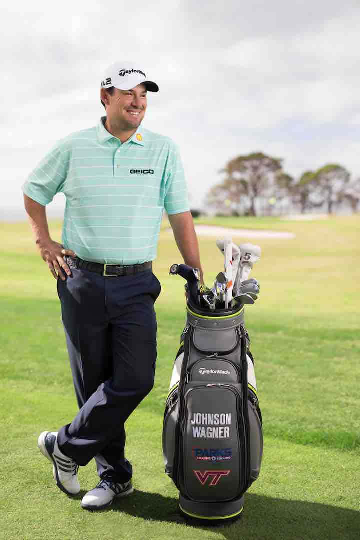 Johnson Wagner Leaning On His Golf Bag Wallpaper