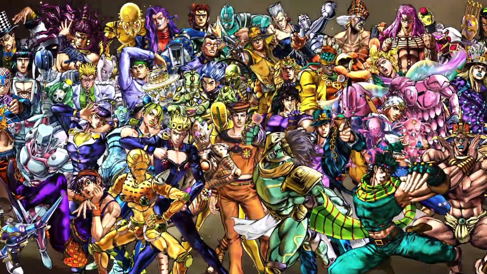 Join the Battle with Jojo Bizarre Adventure's All Characters Wallpaper