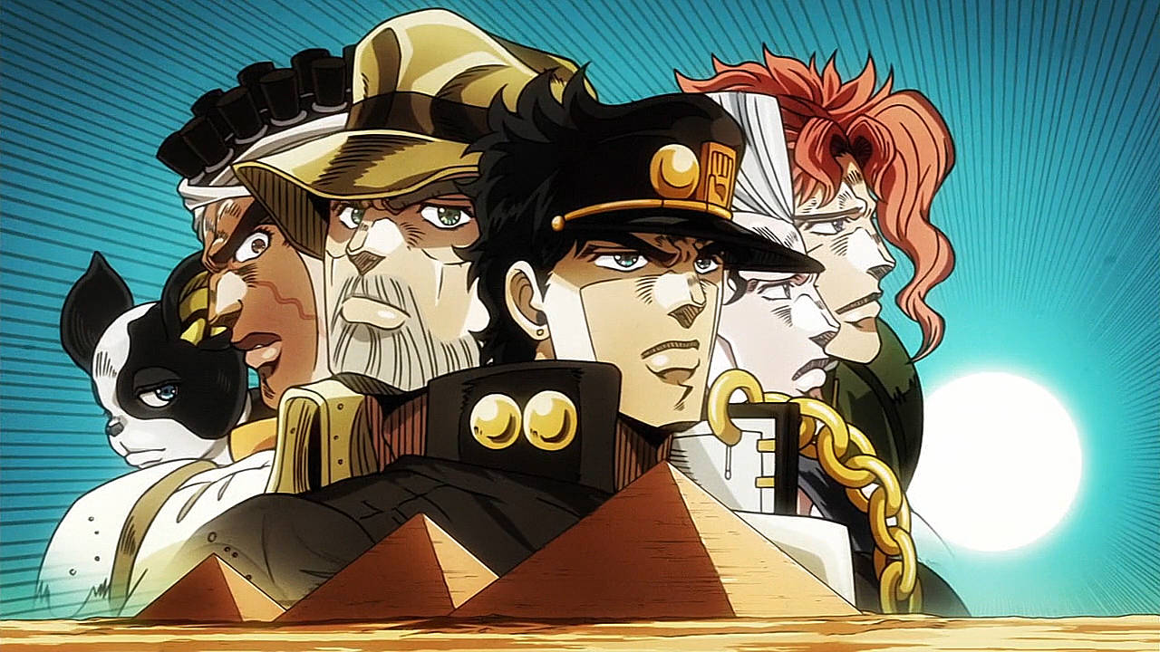 Join the Stardust Crusaders on Their Journey Across the Pyramids! Wallpaper