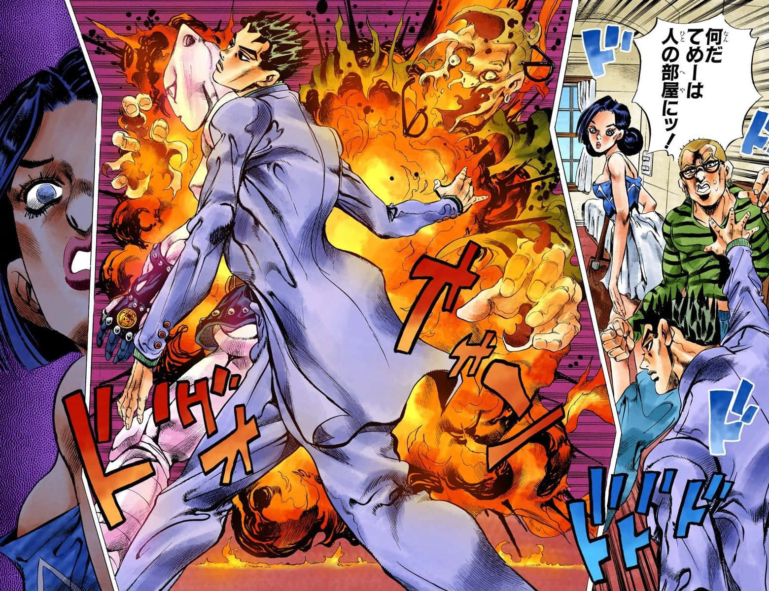 Yoshikage Kira With Killer Queen Jojo Manga Background