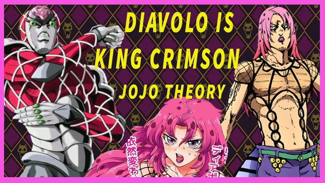 Diavolo, the main antagonist from Jojo's Bizarre Adventure, posing fiercely with his Stand, King Crimson Wallpaper