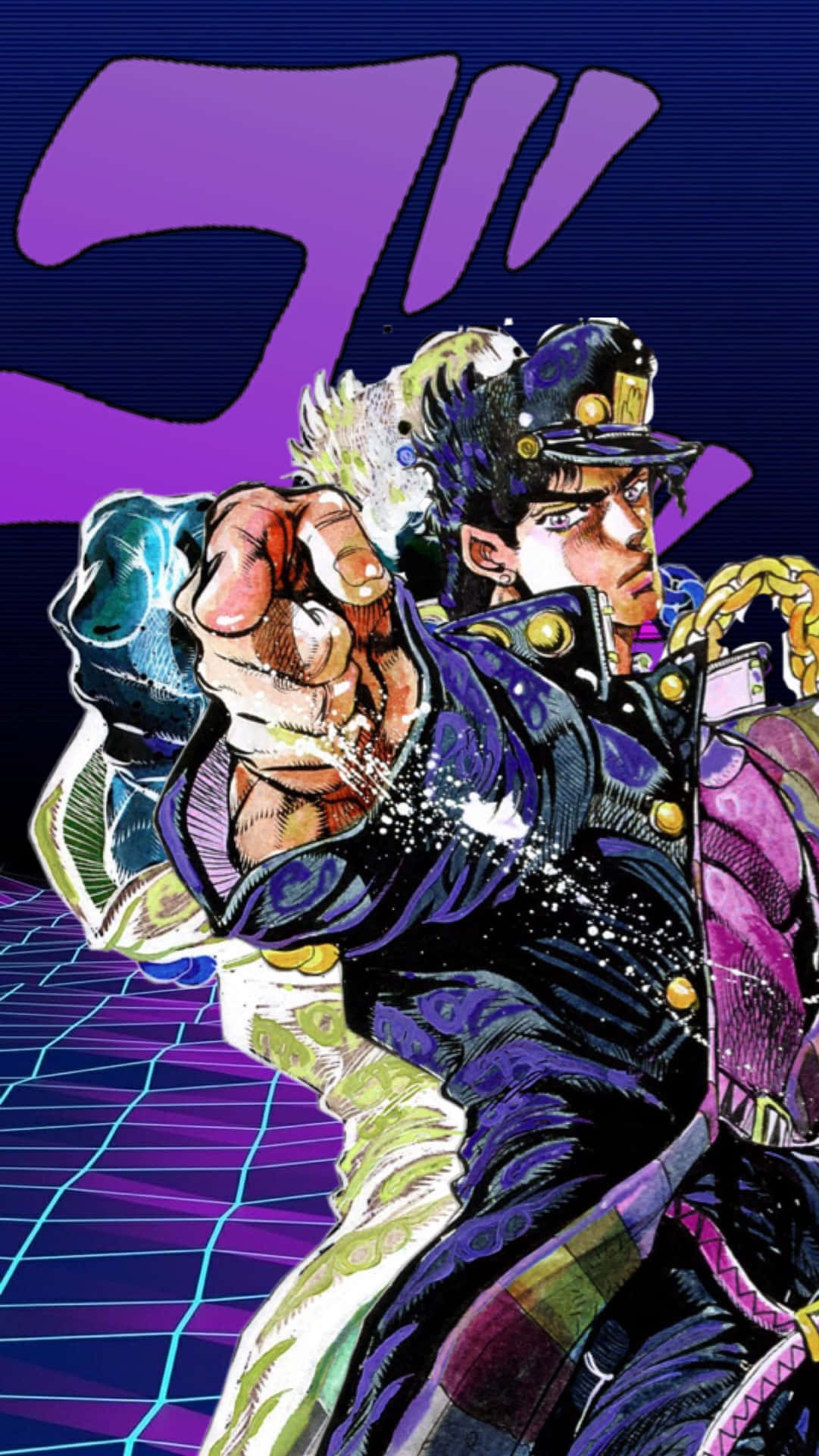 Jotaro Kujo facing off against DIO in an epic standoff.