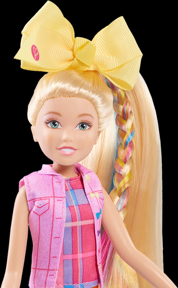 Jojo Siwa Dollwith Yellow Bow PNG