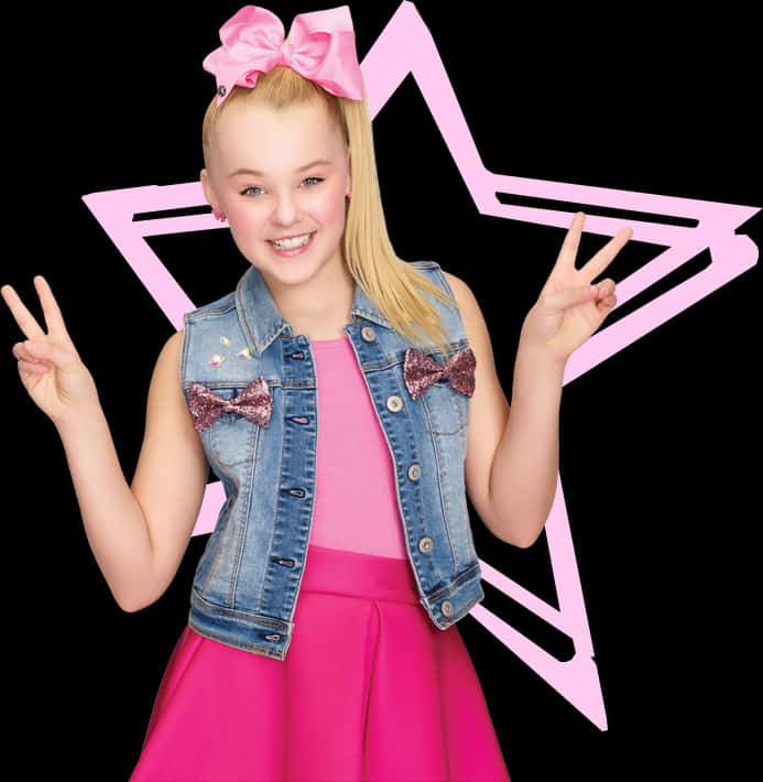 Jojo Siwa Peace Sign Pose PNG