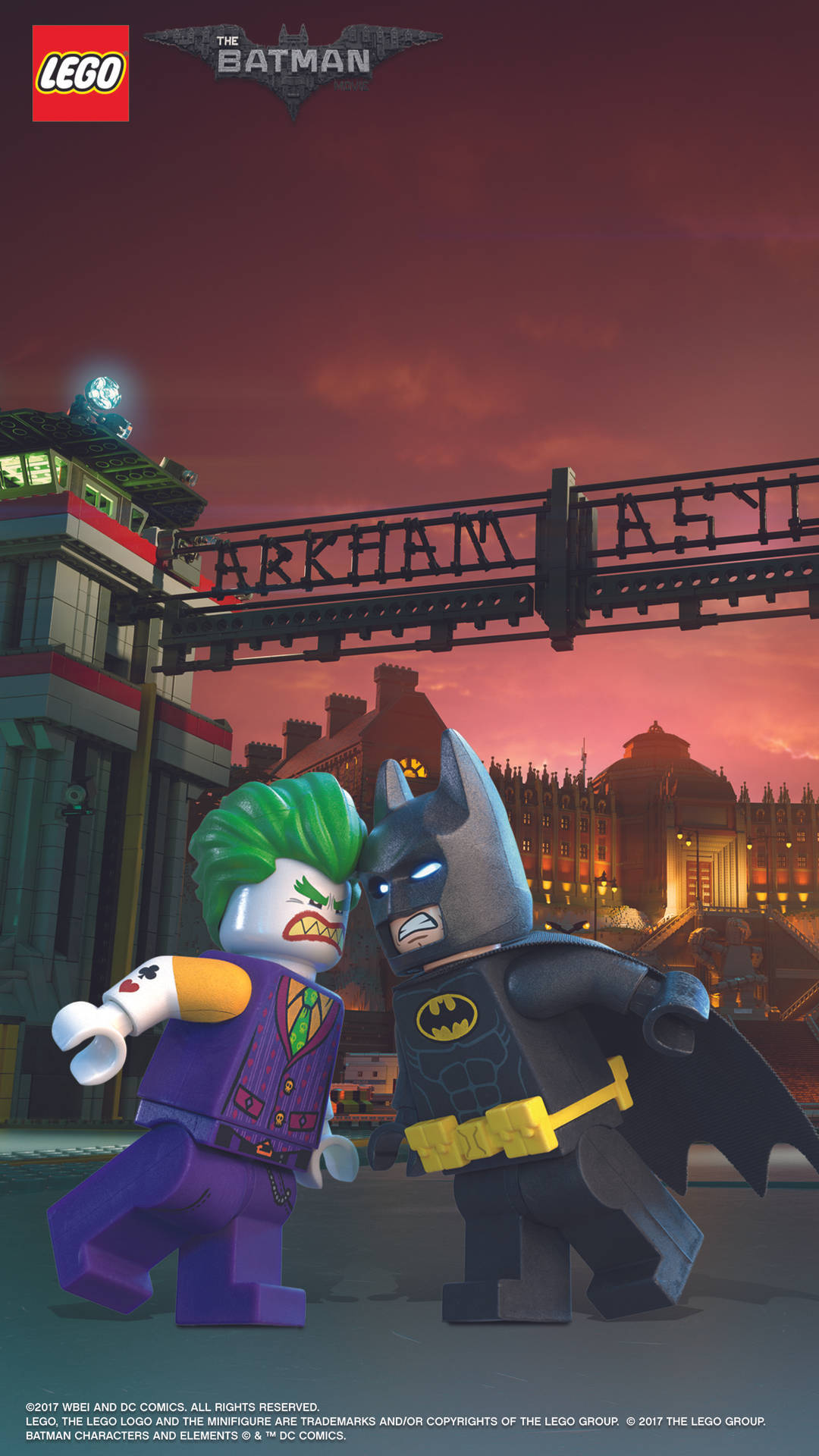 Joker og Batman ansigt til ansigt i The Lego Batman Movie Wallpaper. Wallpaper
