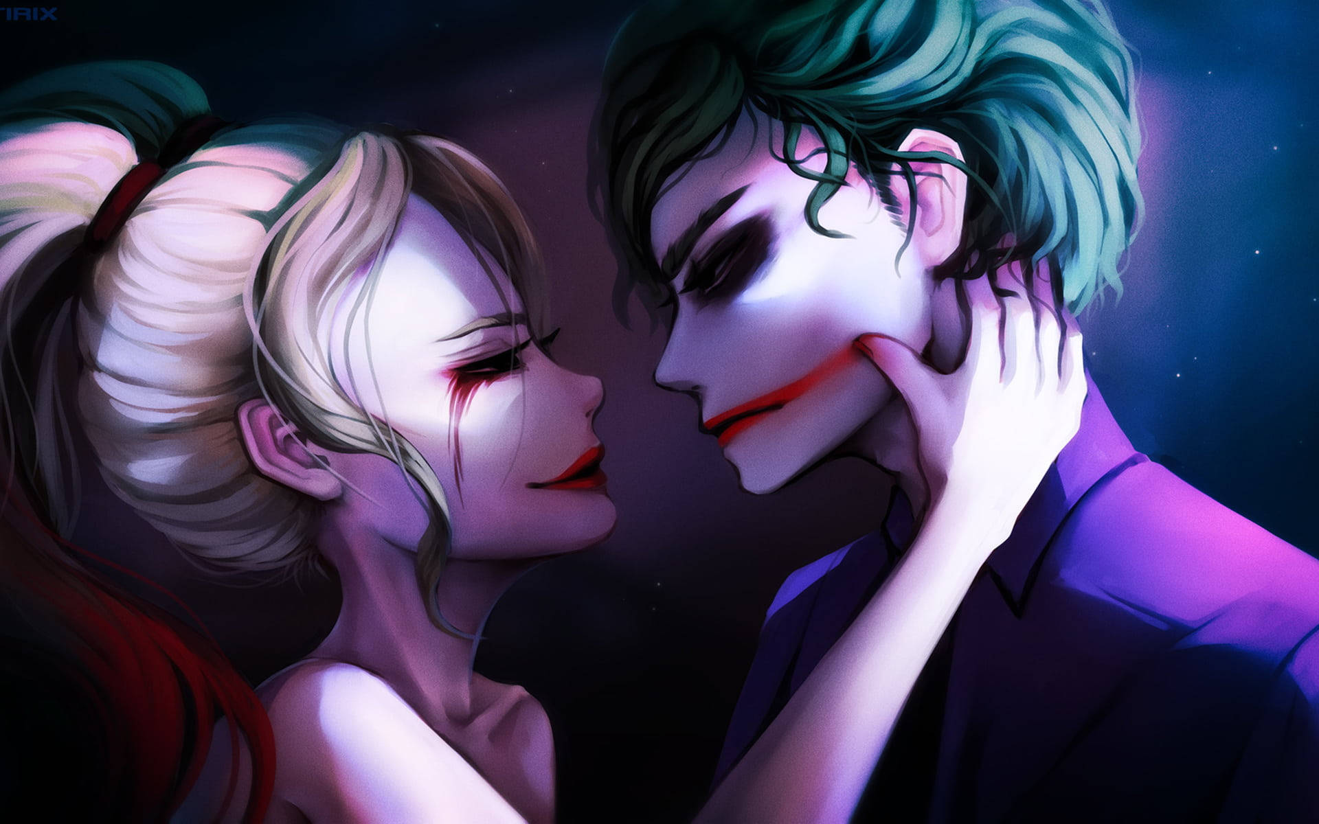 Joker And Harley Quinn Anime Style Wallpaper