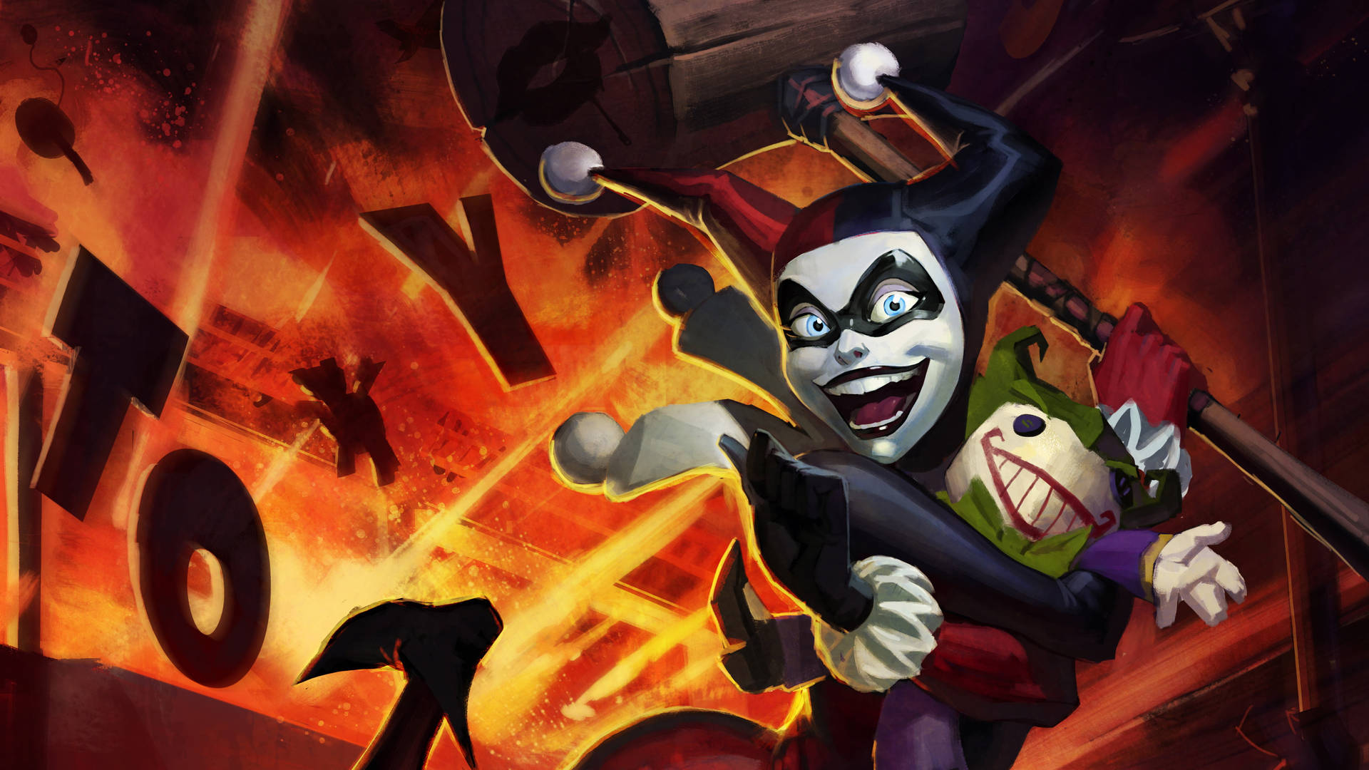 Joker And Harley Quinn Explosion Wallpaper