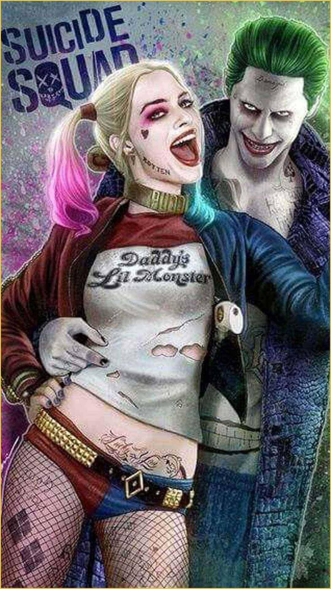 Joker And Harley Quinn Waist Hug Wallpaper