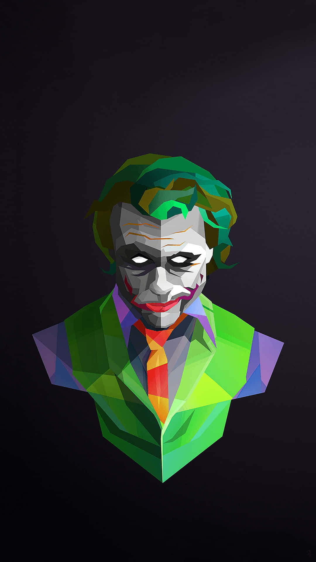 Enigmatic Joker Portrait on a Chaotic Background Wallpaper