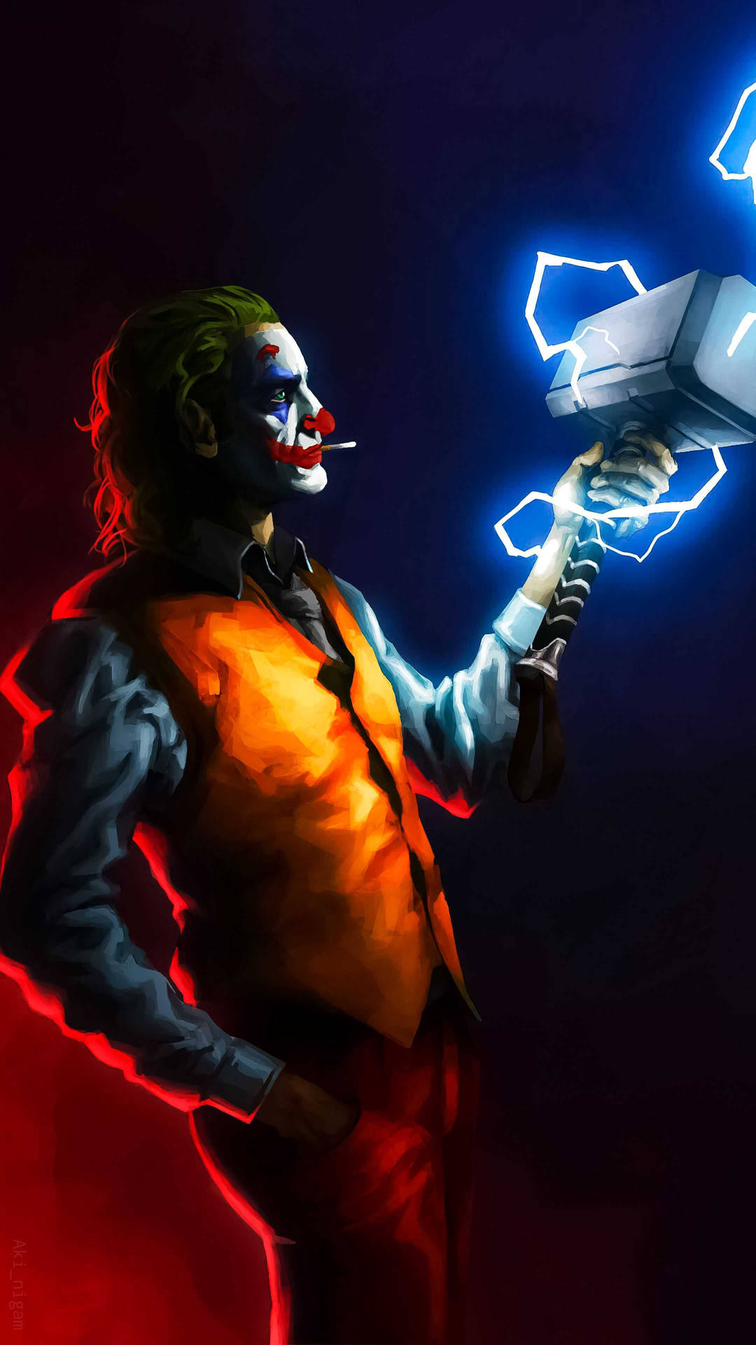 Joker Clown Med Hammer Og Værktøj Vector Illustration Wallpaper