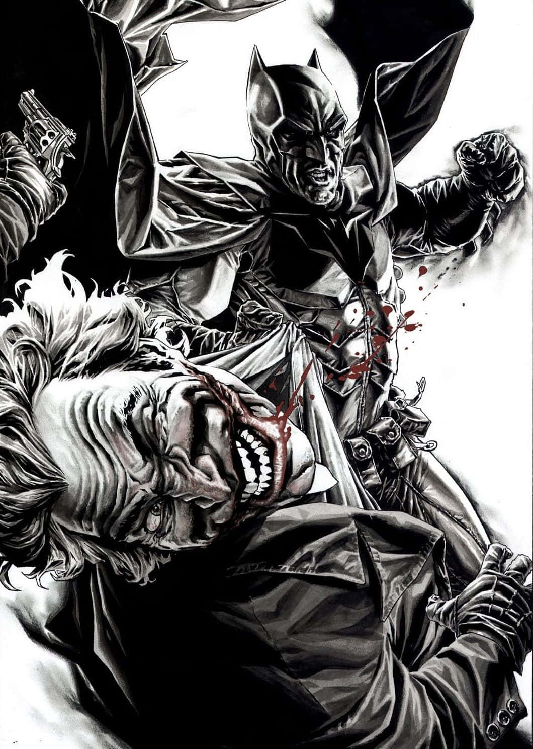 The Cunning Joker in a Sinister Comic Grin Wallpaper