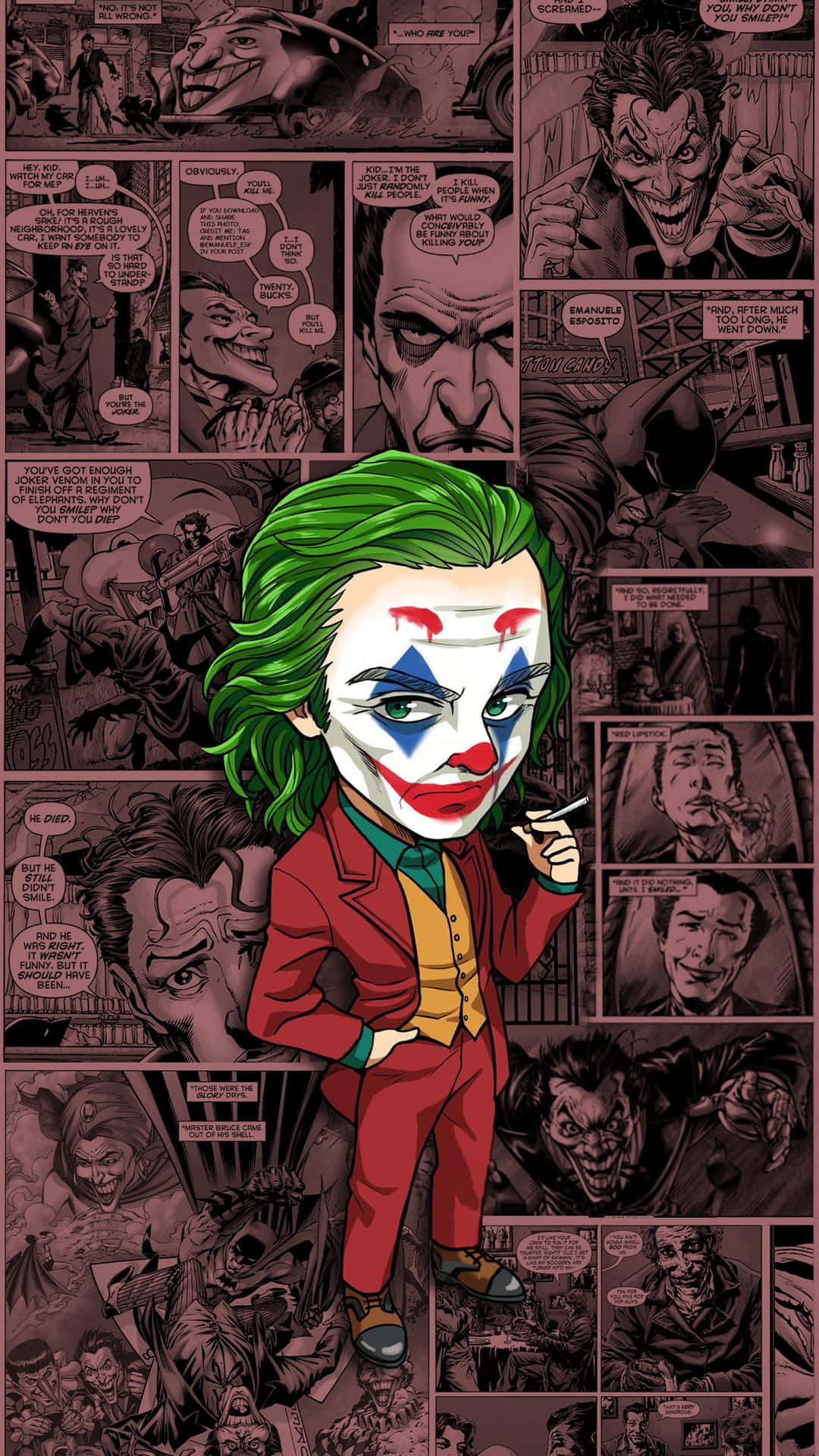 The Joker wreaking havoc in Gotham City Wallpaper