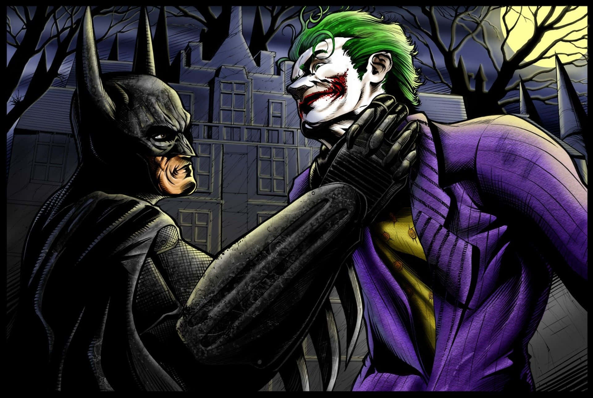 Epic Joker imagery from comic series Wallpaper