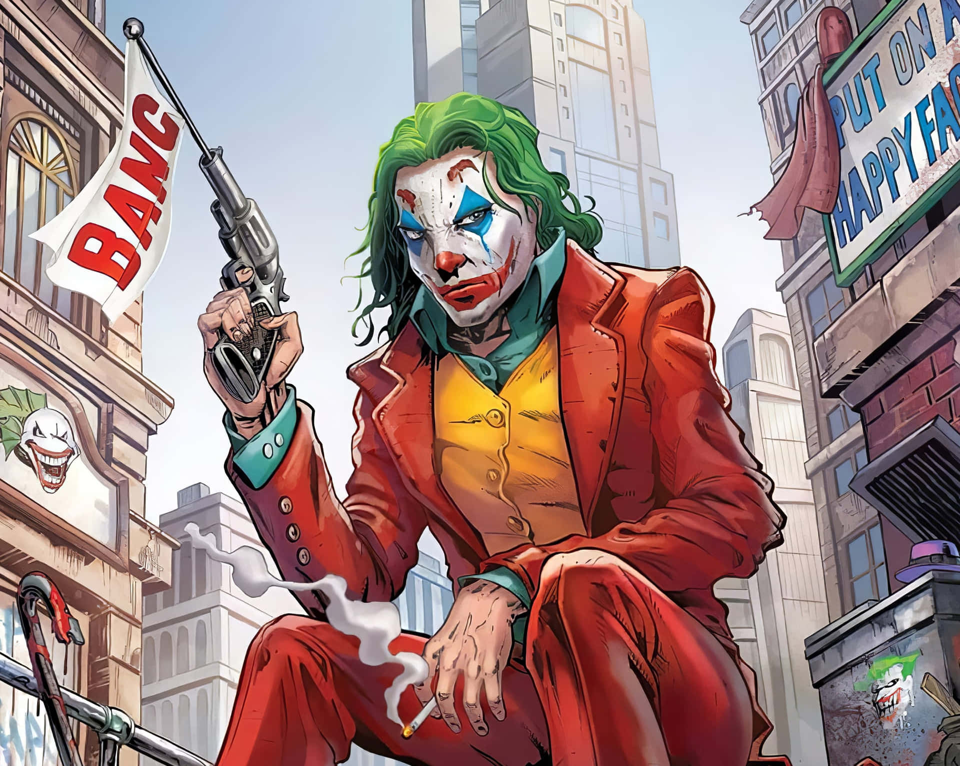 Joker Comic: A Chaotic Mastermind Unleashed Wallpaper