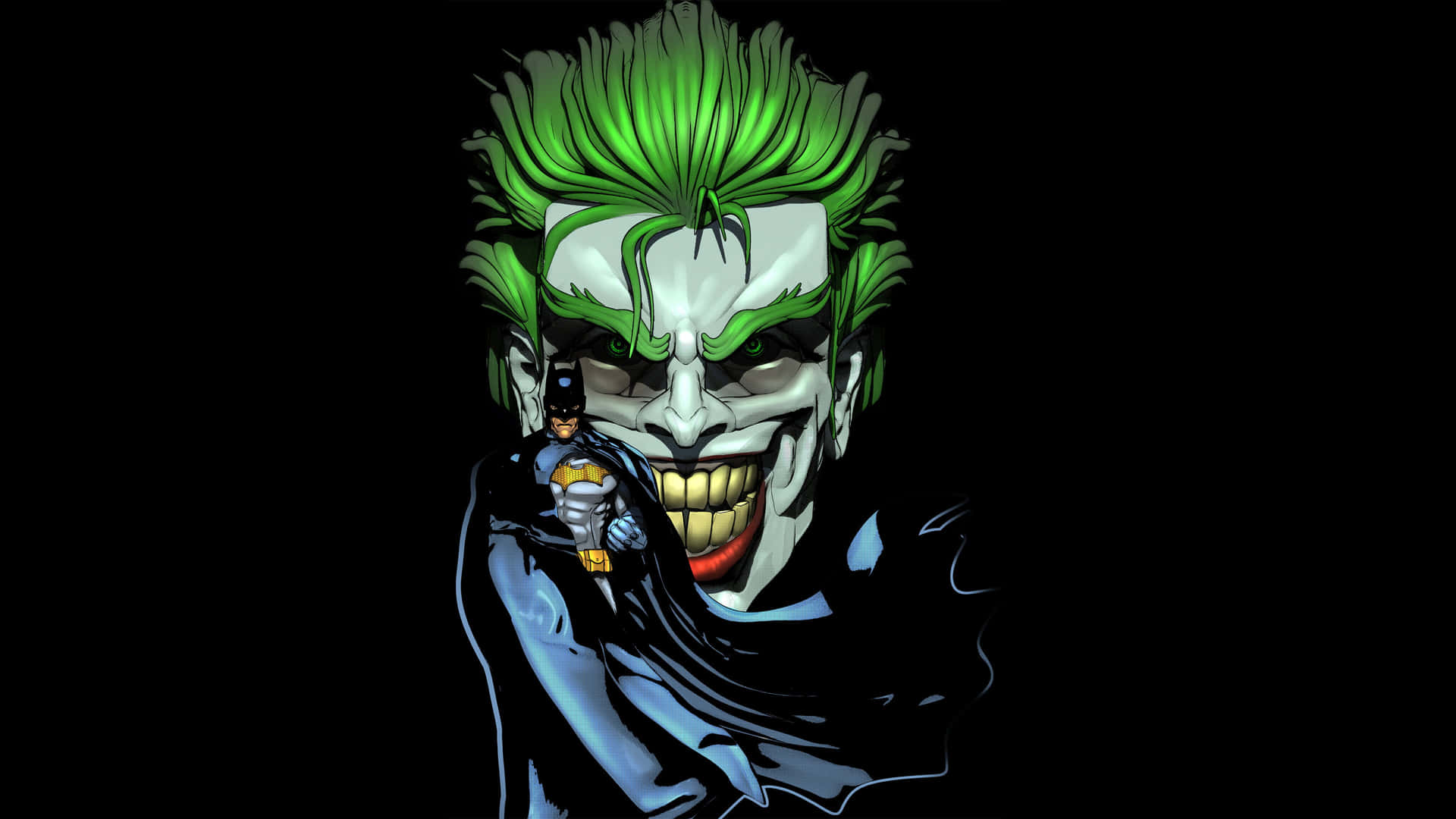 The Joker in a menacing pose with vivid colors in the backdrop Wallpaper