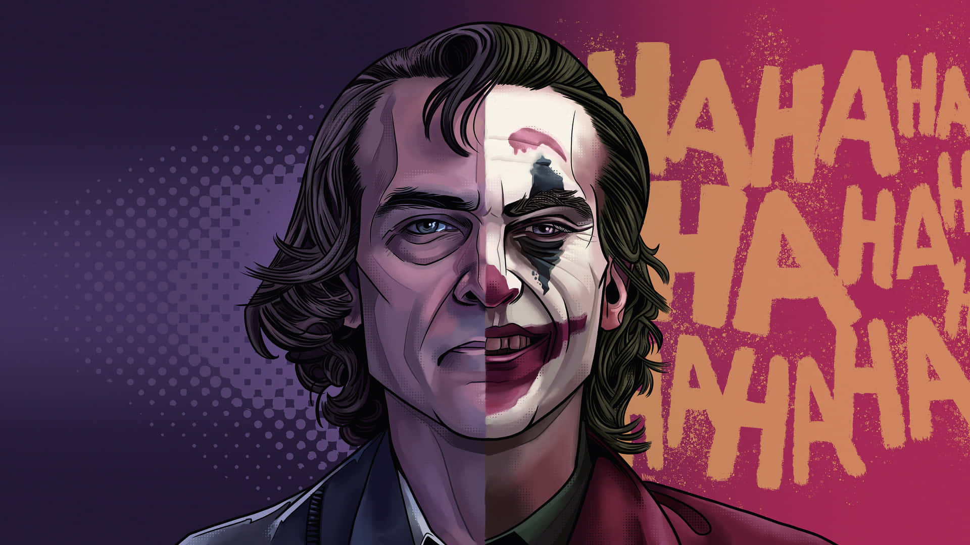 Joker's maniacal smile in his element Wallpaper