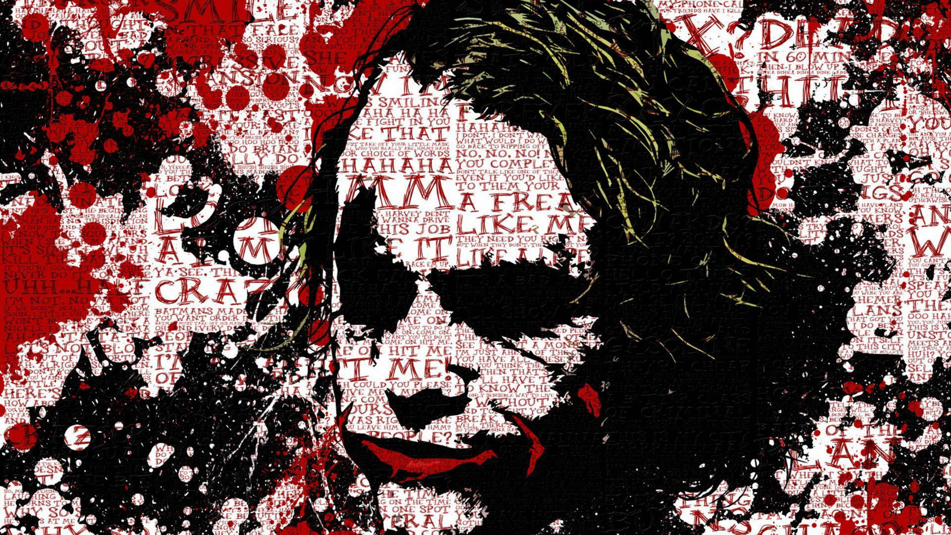 Joker Drawing Abstract Red White Wallpaper