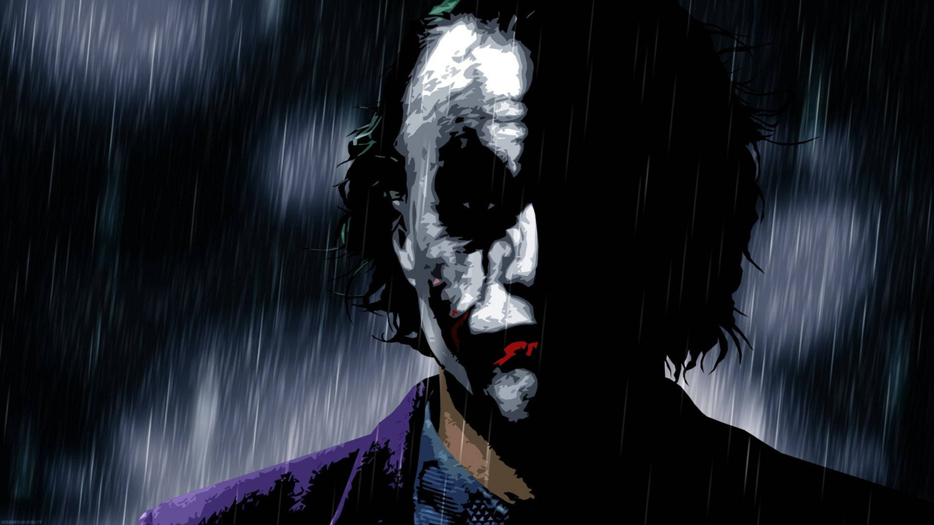 Dibujodel Joker Bajo La Lluvia. Fondo de pantalla