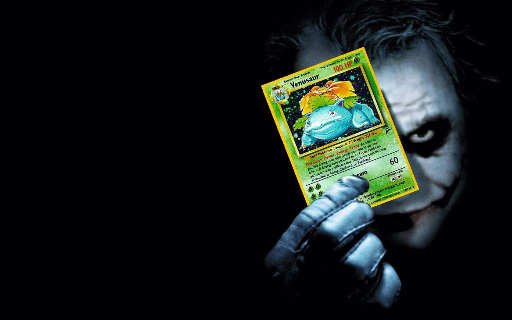 Joker Holding Ivysaur Pokemon Card Wallpaper