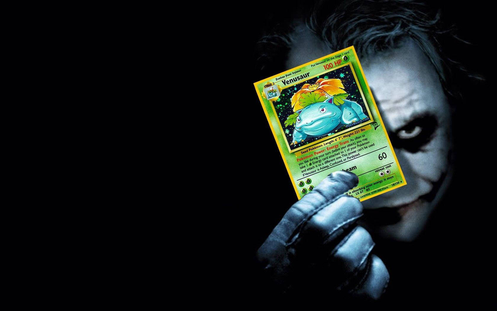Joker Holding Venusaur Pokemon Card Wallpaper