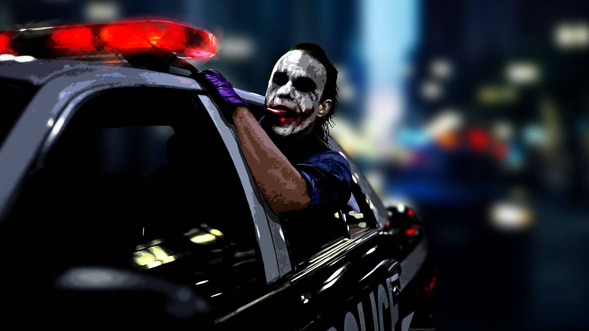 Joker In Police Car Wallpaper