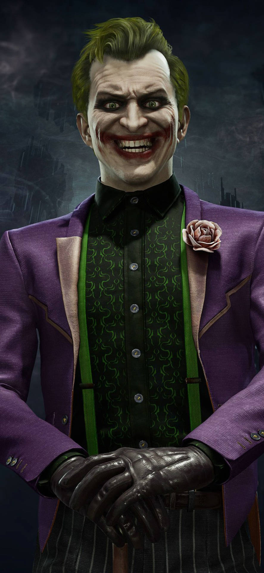 Joker iPhone Teasing Face In Purple Wallpaper