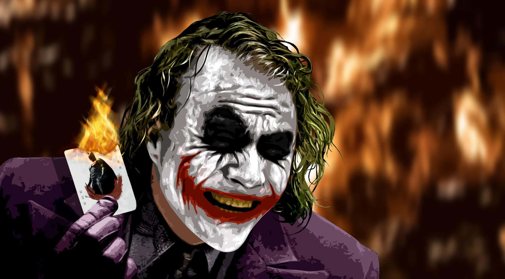Sinister Joker Laughing in Vibrant Colors Wallpaper