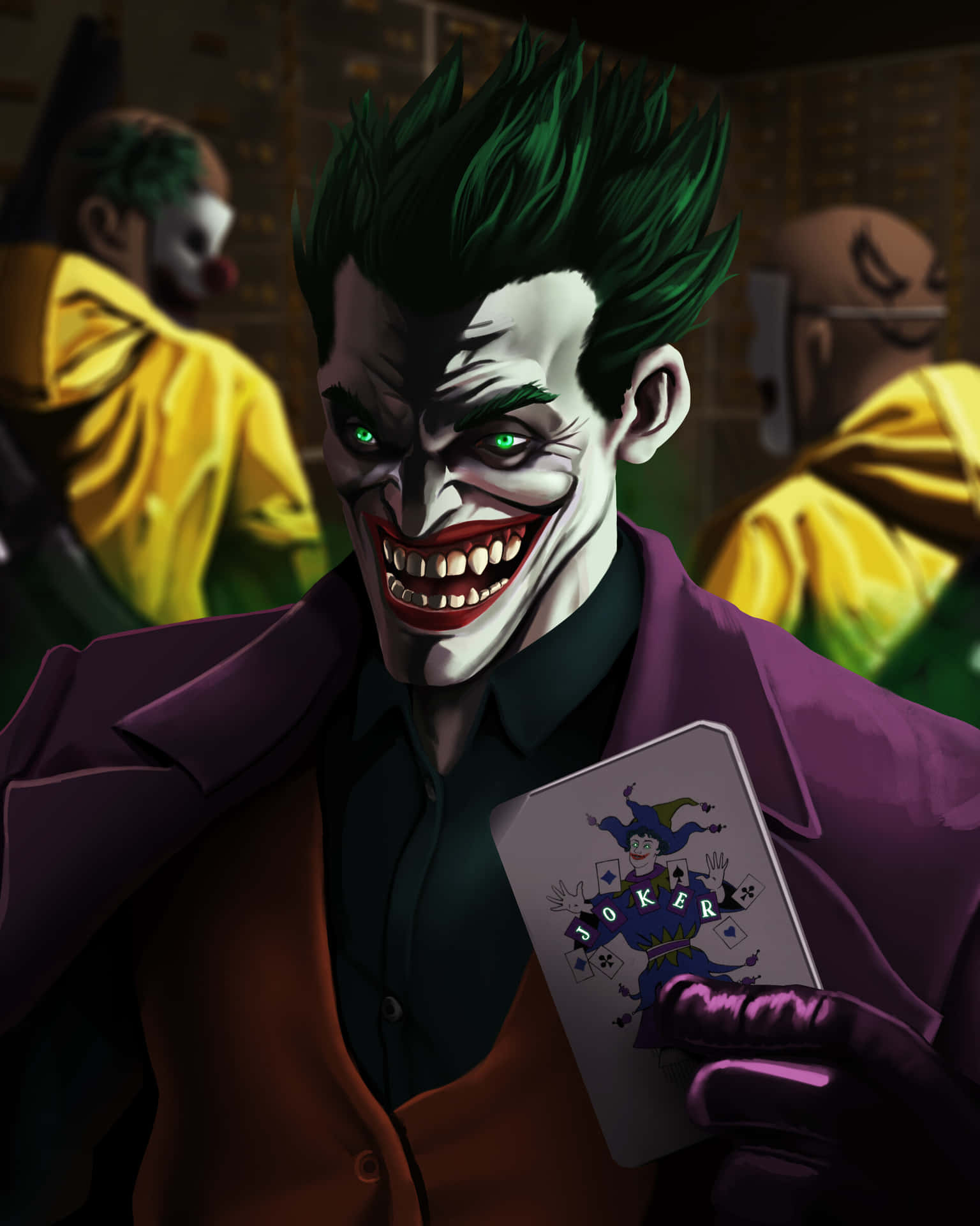 Joker Laughing Maniacally in the Shadows Wallpaper