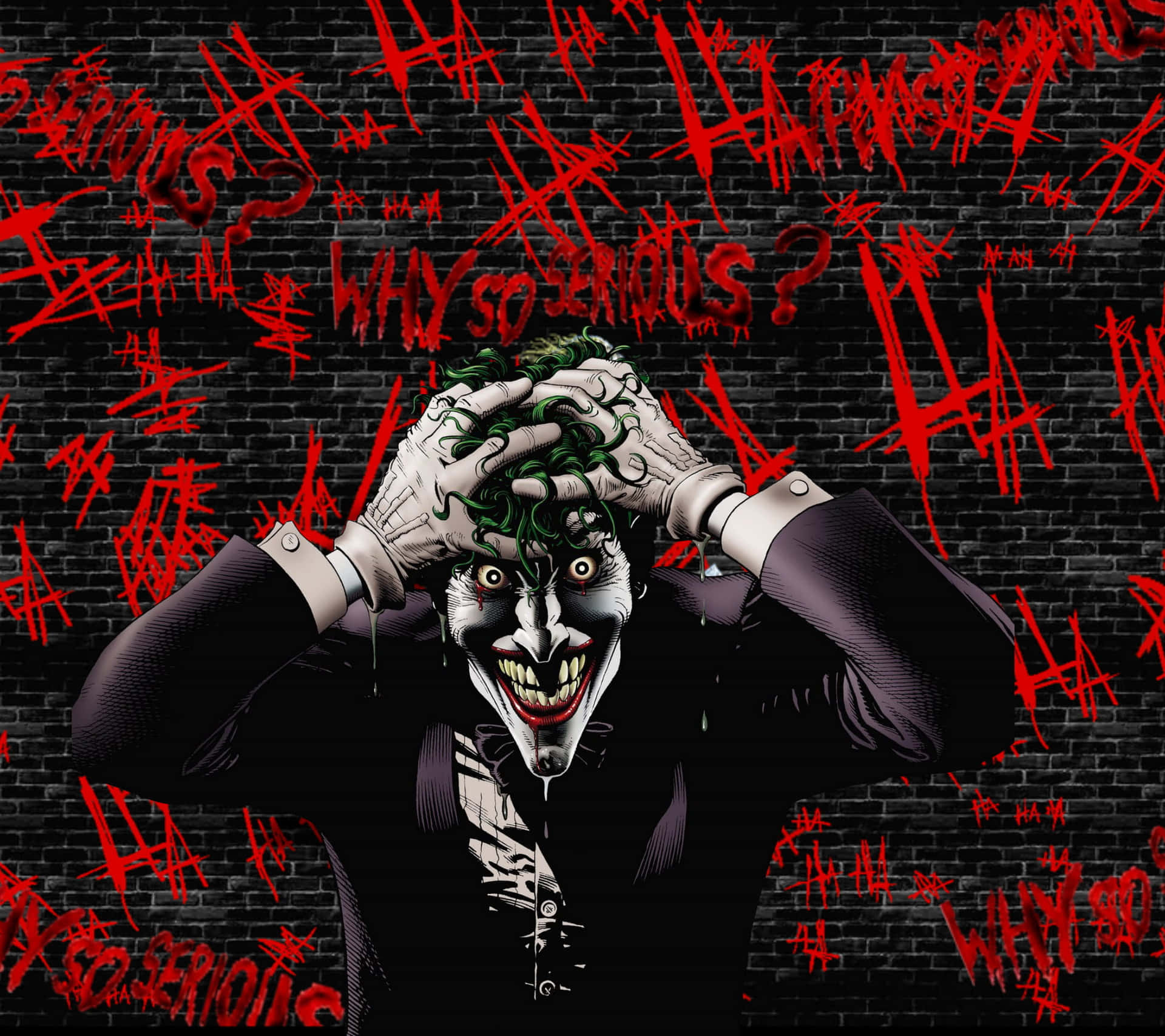 Joker in a maniacal laughter scene Wallpaper