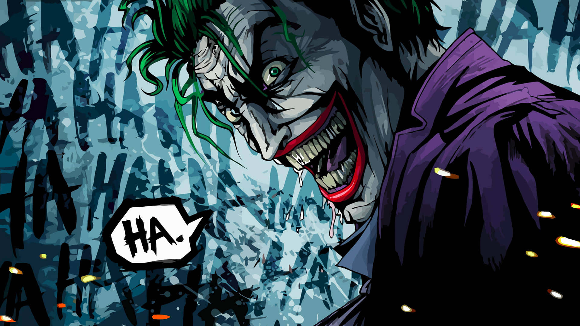 Maniacal Joker Laugh in an Intense Atmosphere Wallpaper