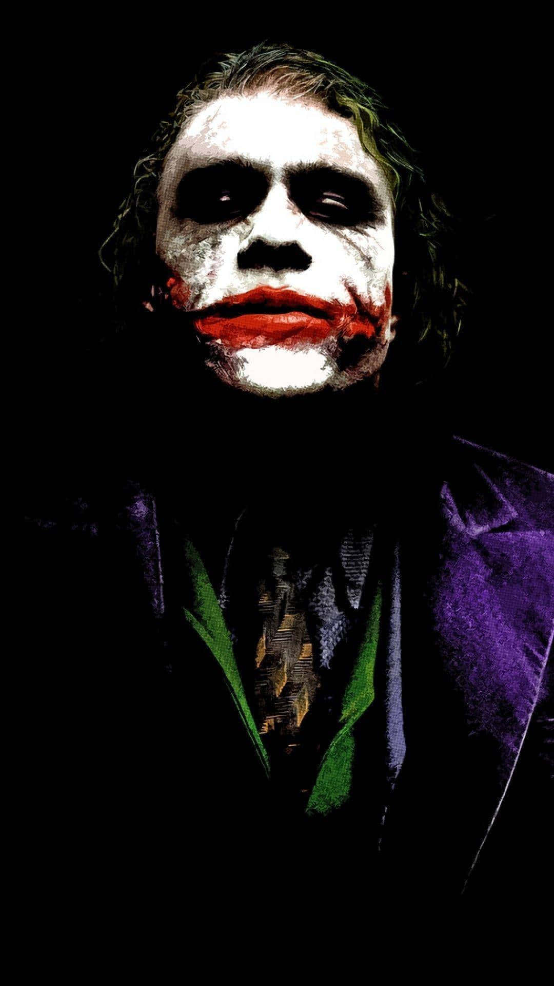 Joker Making A Serious Face With His Chin Up Wallpaper