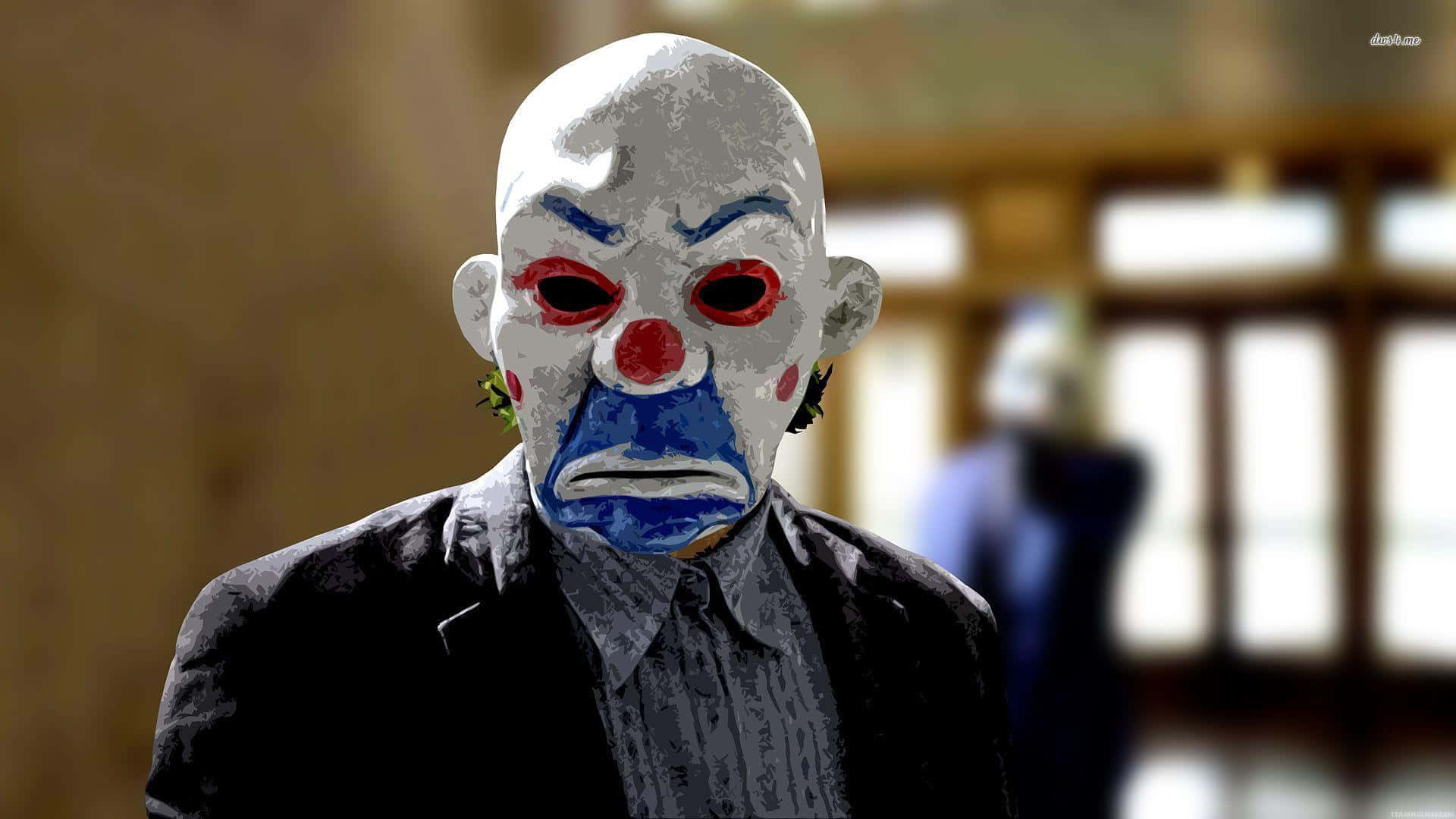 Enondsint Leende Bildas Mystiskt På En Mörk Joker Mask.