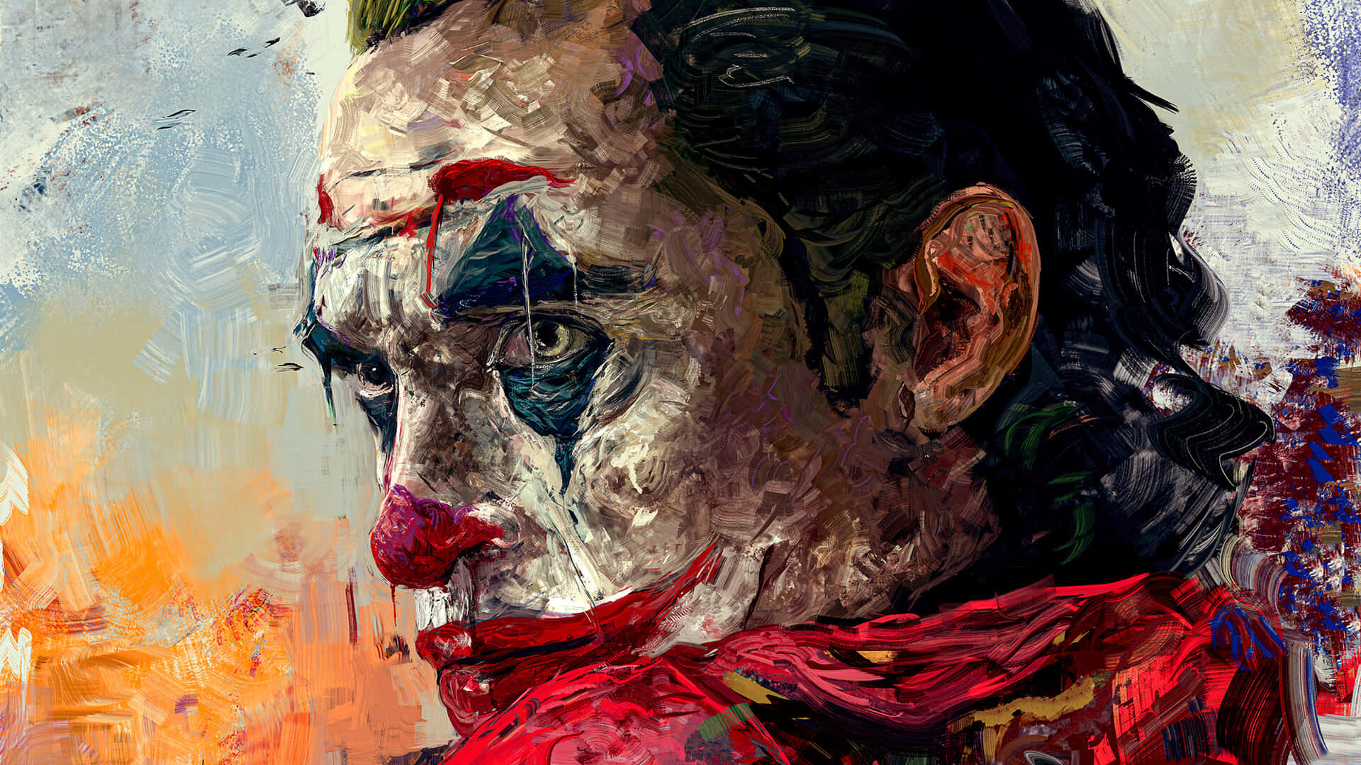 Serut Som Den Ikoniska Jokern I Sin Ökända Mask Som Dator- Eller Mobilbakgrundsbild.