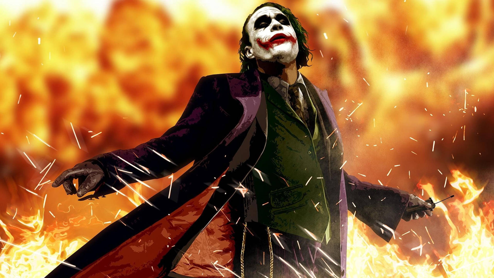 Joker On Fire Wallpaper