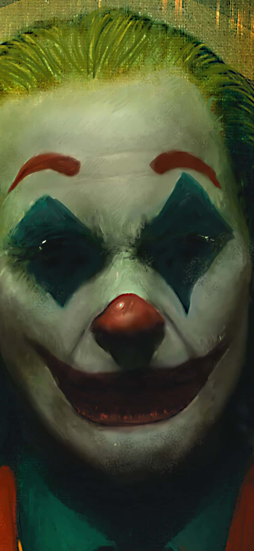Vibrant artwork of the iconic Joker character on canvas Wallpaper