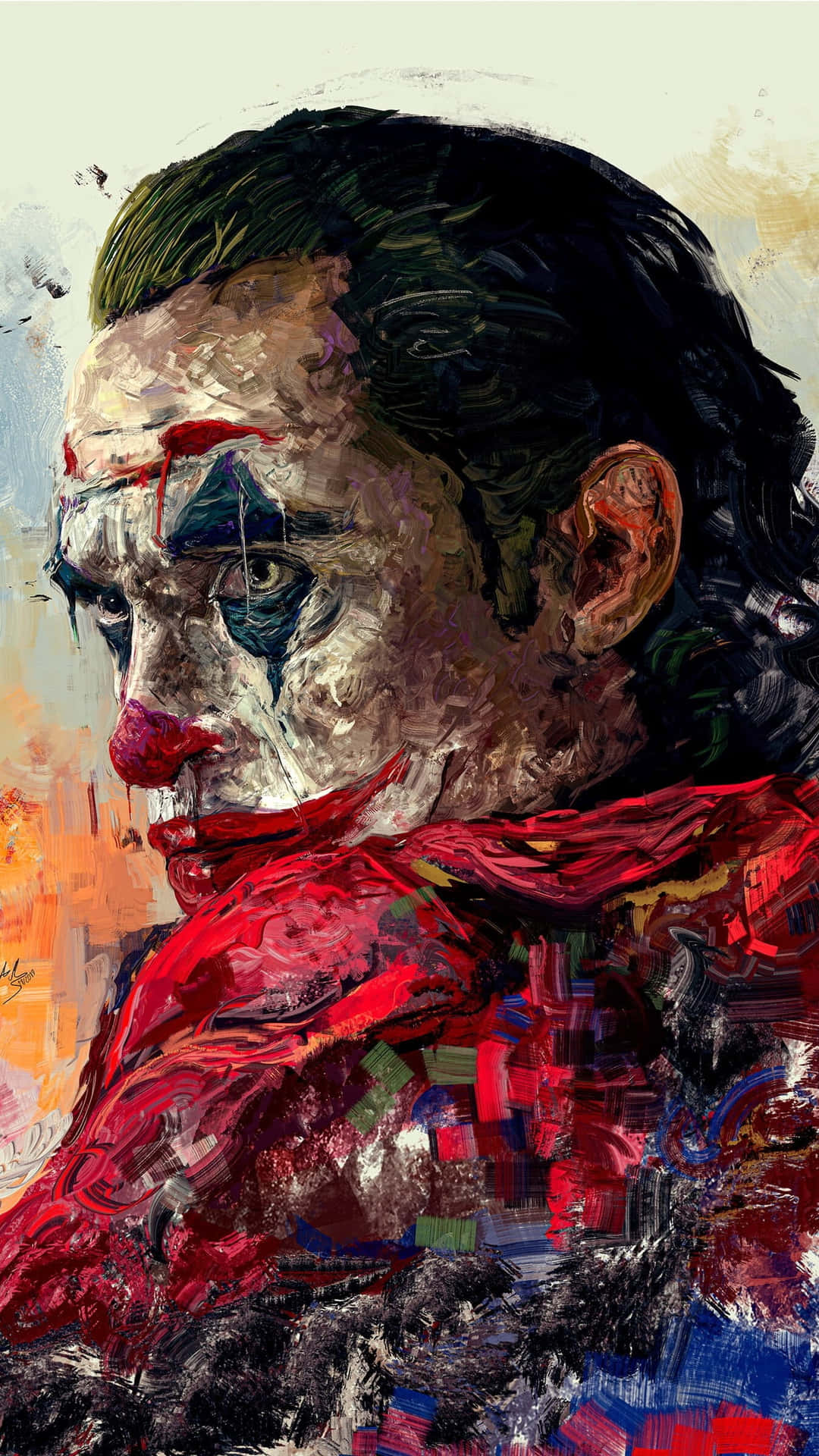 Eerie Joker Painting with piercing eyes Wallpaper