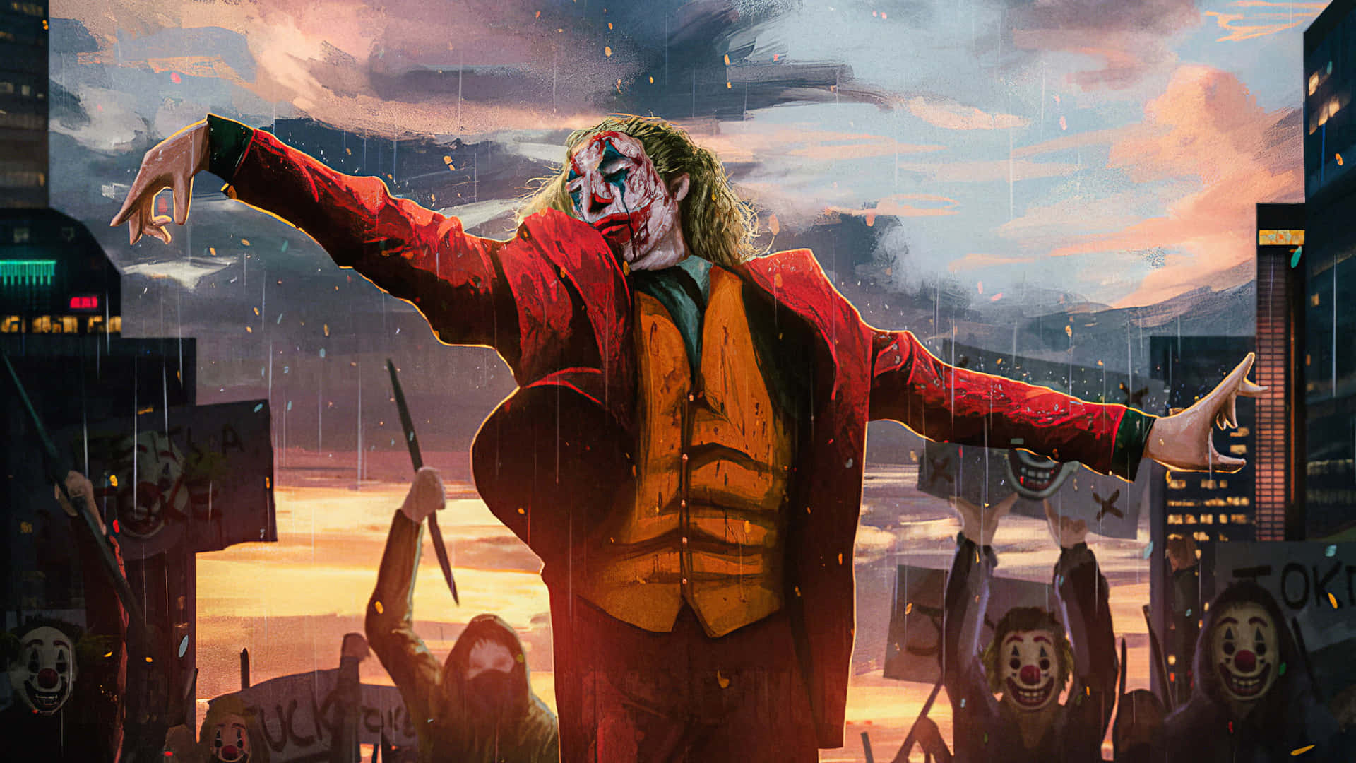 Intense Joker Painting on a Dark Background Wallpaper