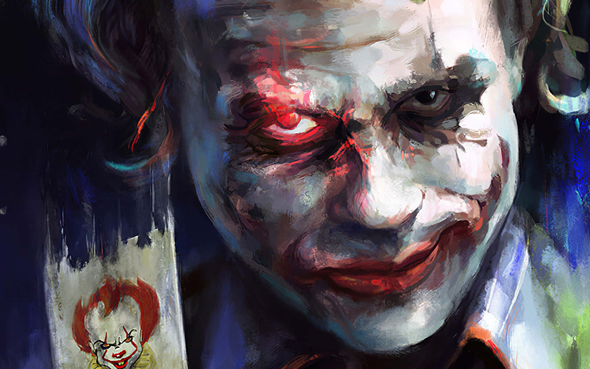 Vibrant Joker Painting on Canvas Wallpaper