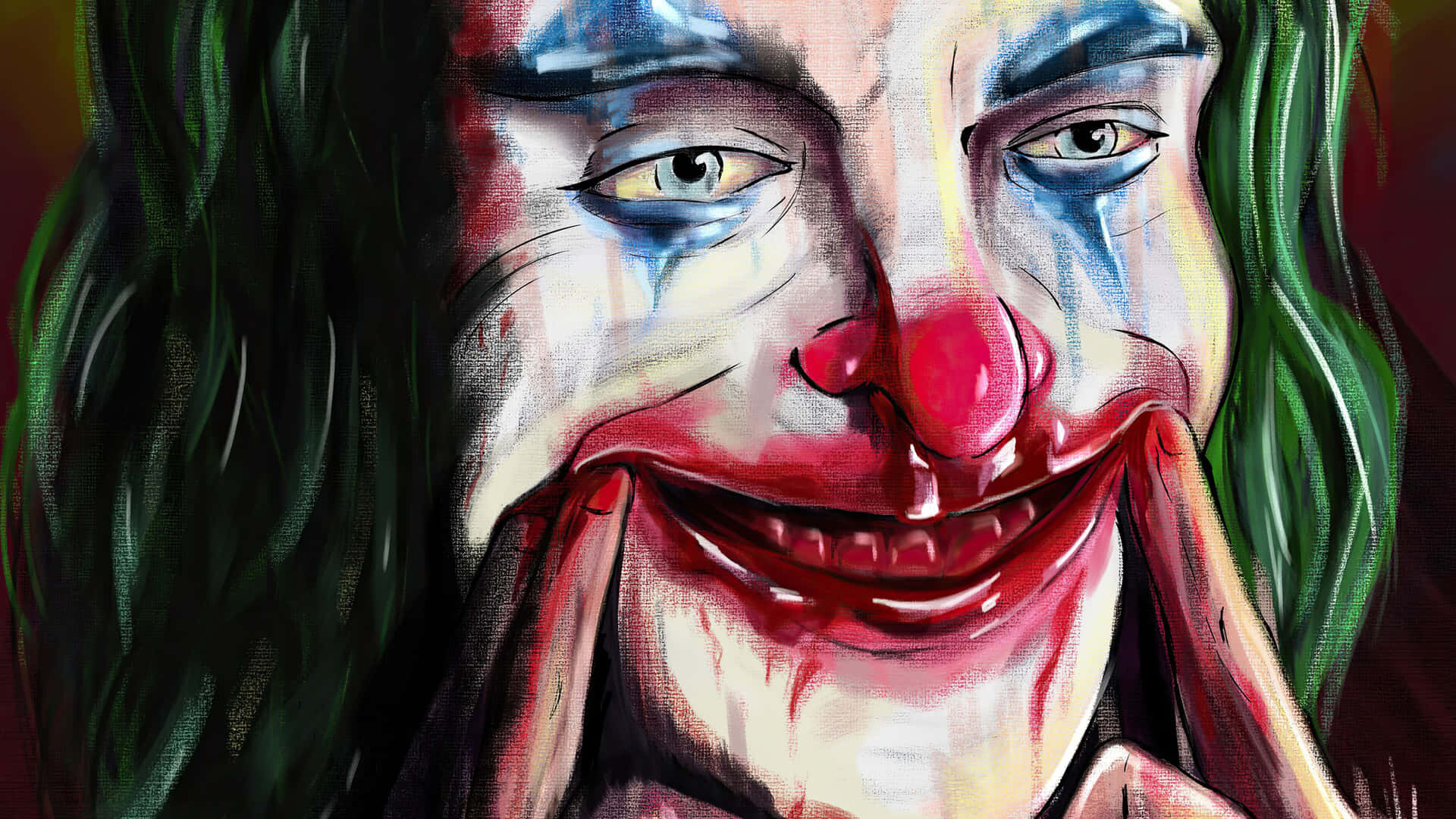 Intense Joker Painting Showcasing the Dark Side of a Twisted Mind Wallpaper
