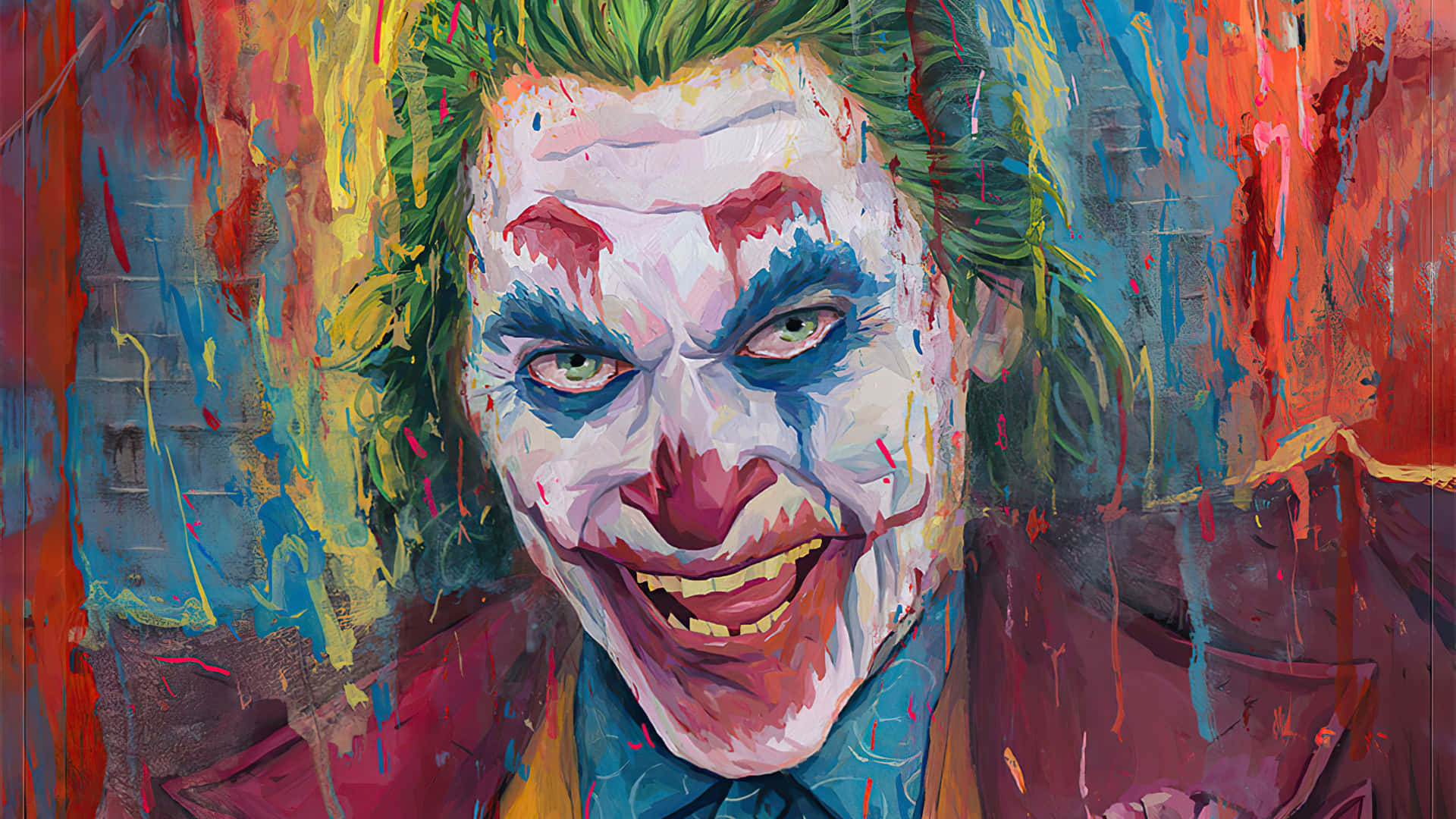 "Evocative Joker Art: A Vibrant Display of Dark Emotions" Wallpaper