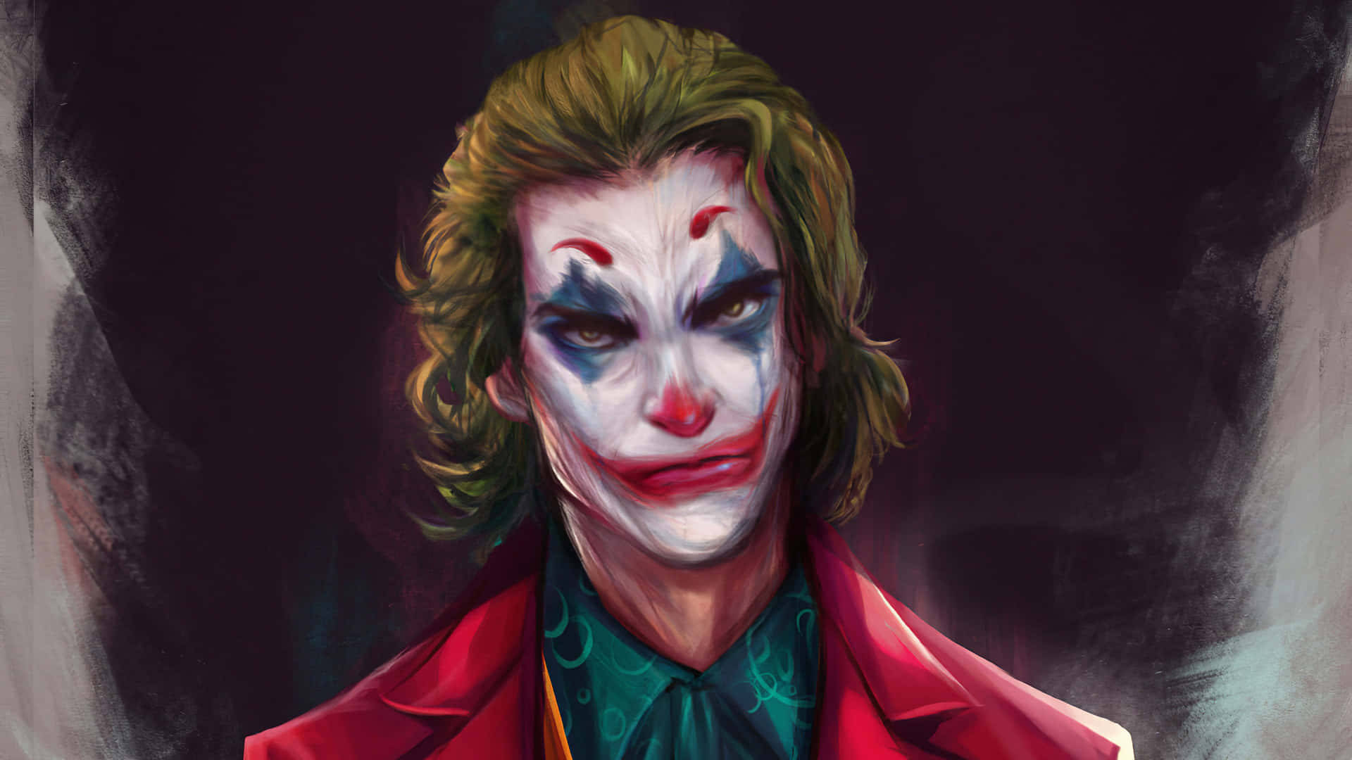Intense Joker Painting with Fiery Vibrance Wallpaper
