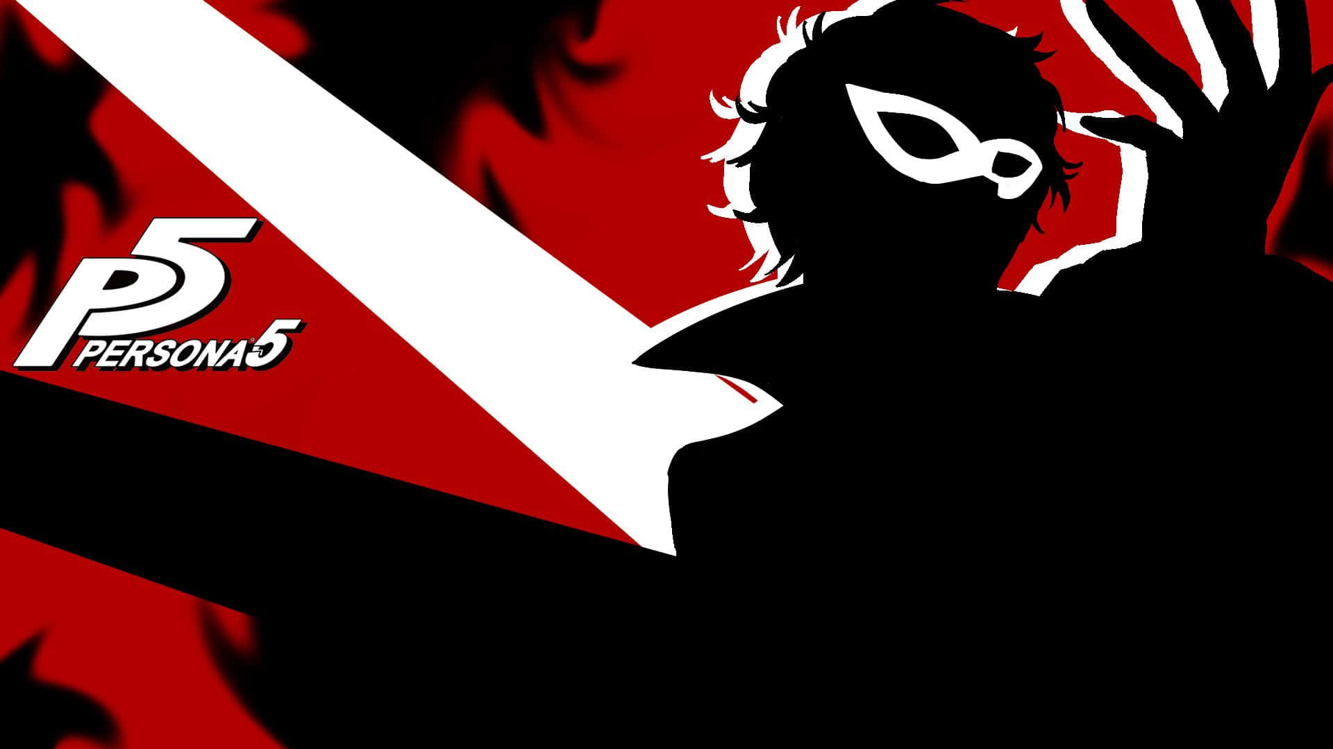 Joker Persona 5 Sort og Rød Minimalistisk Baggrund Wallpaper