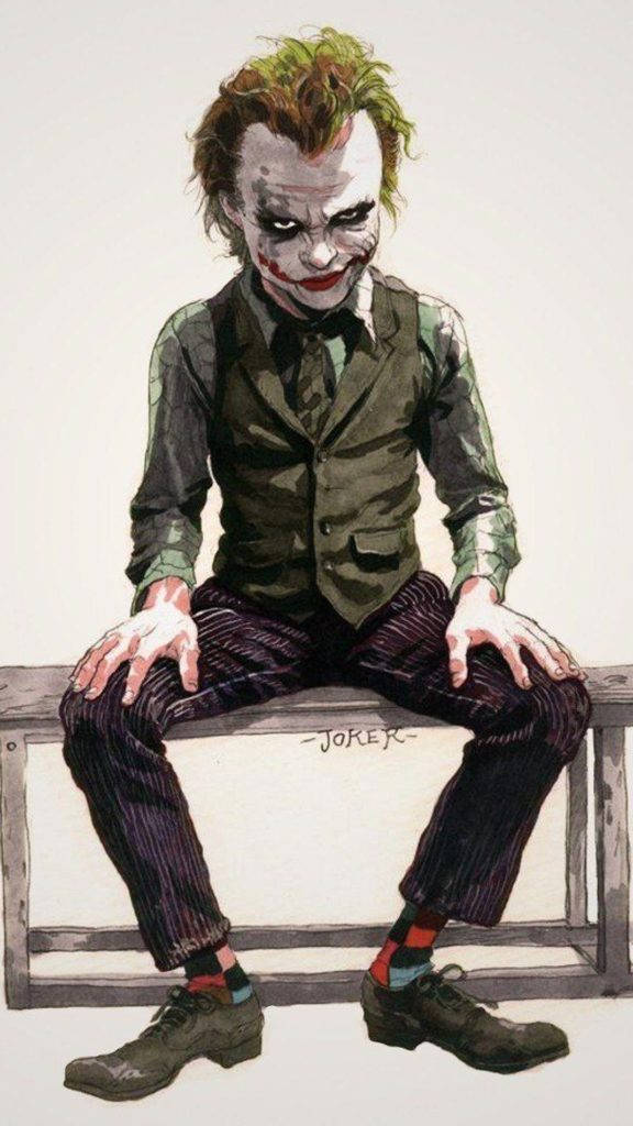 Telefonedo Joker Com Caricatura Assustadora. Papel de Parede