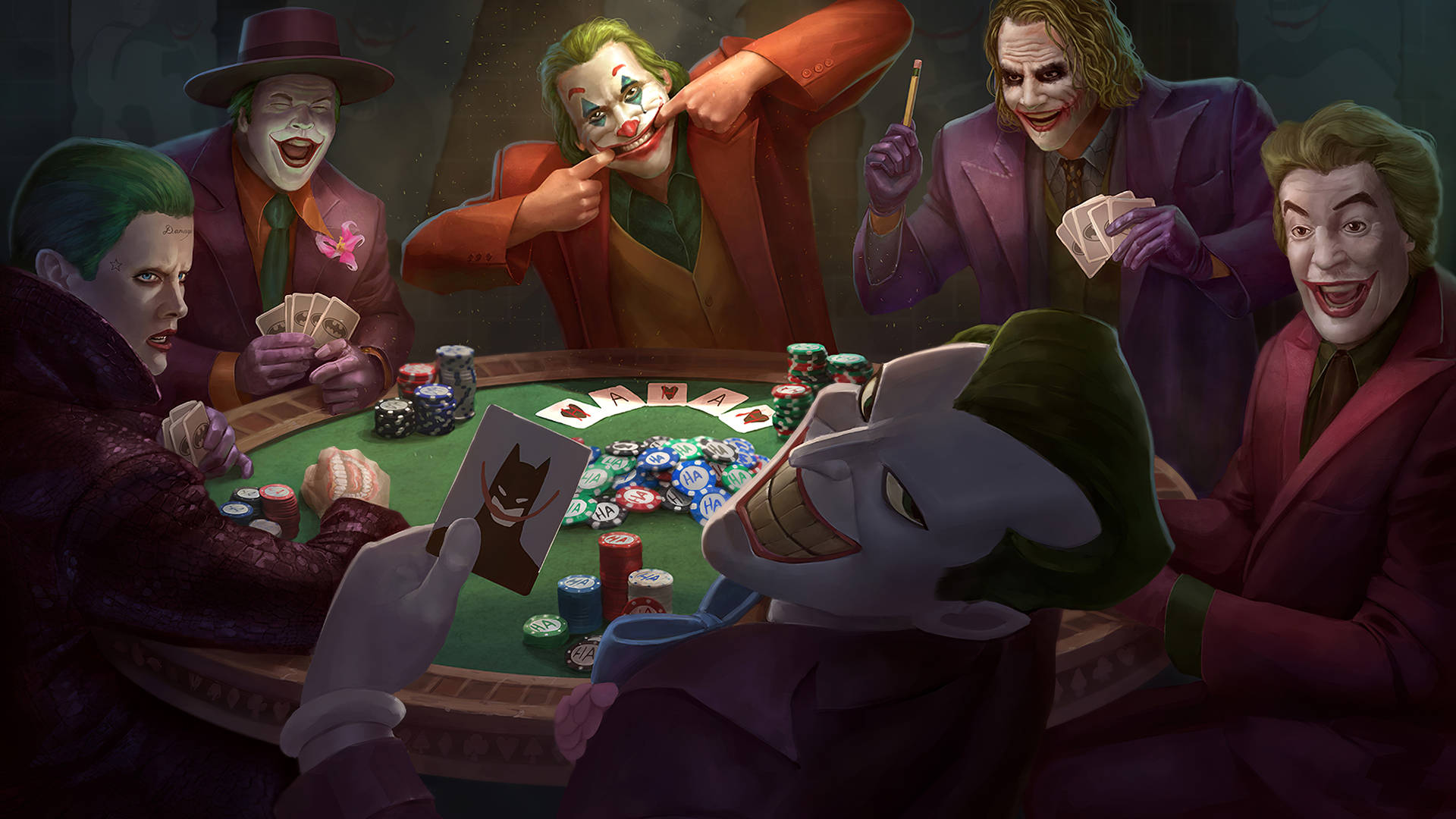 Joker Spiller Ved Pokerbordet Wallpaper