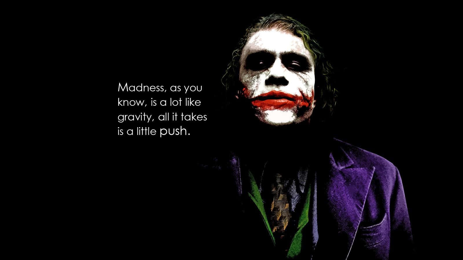 Joker Smiling with Thought-Provoking Quote Wallpaper