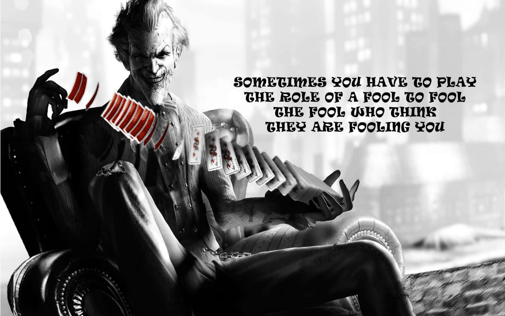 Unforgettable Joker Quotes on Dark Grunge Background Wallpaper