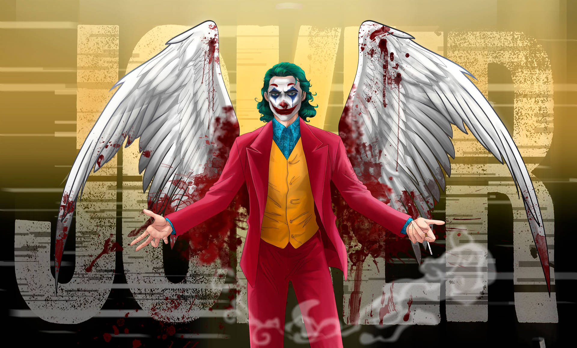 Joker With Bloody Wings Wallpaper