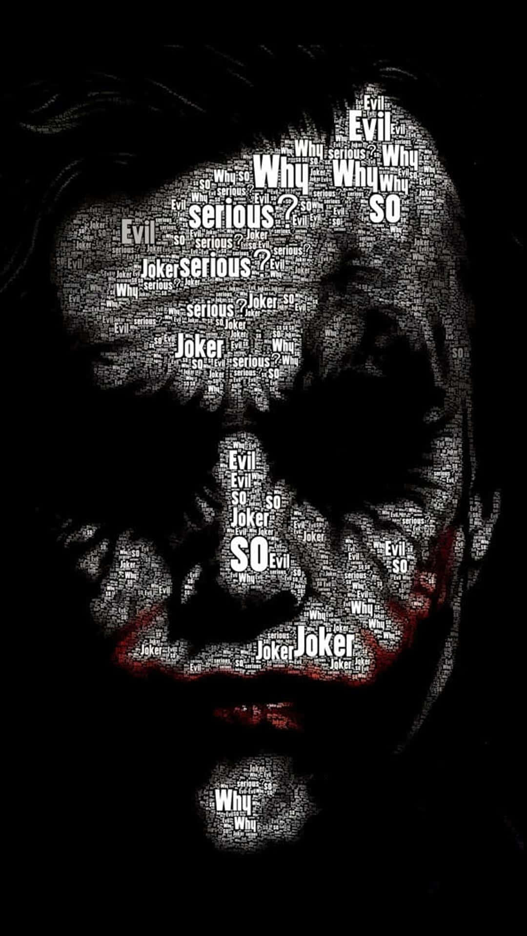 Joker With Words On His Serious Face Wallpaper