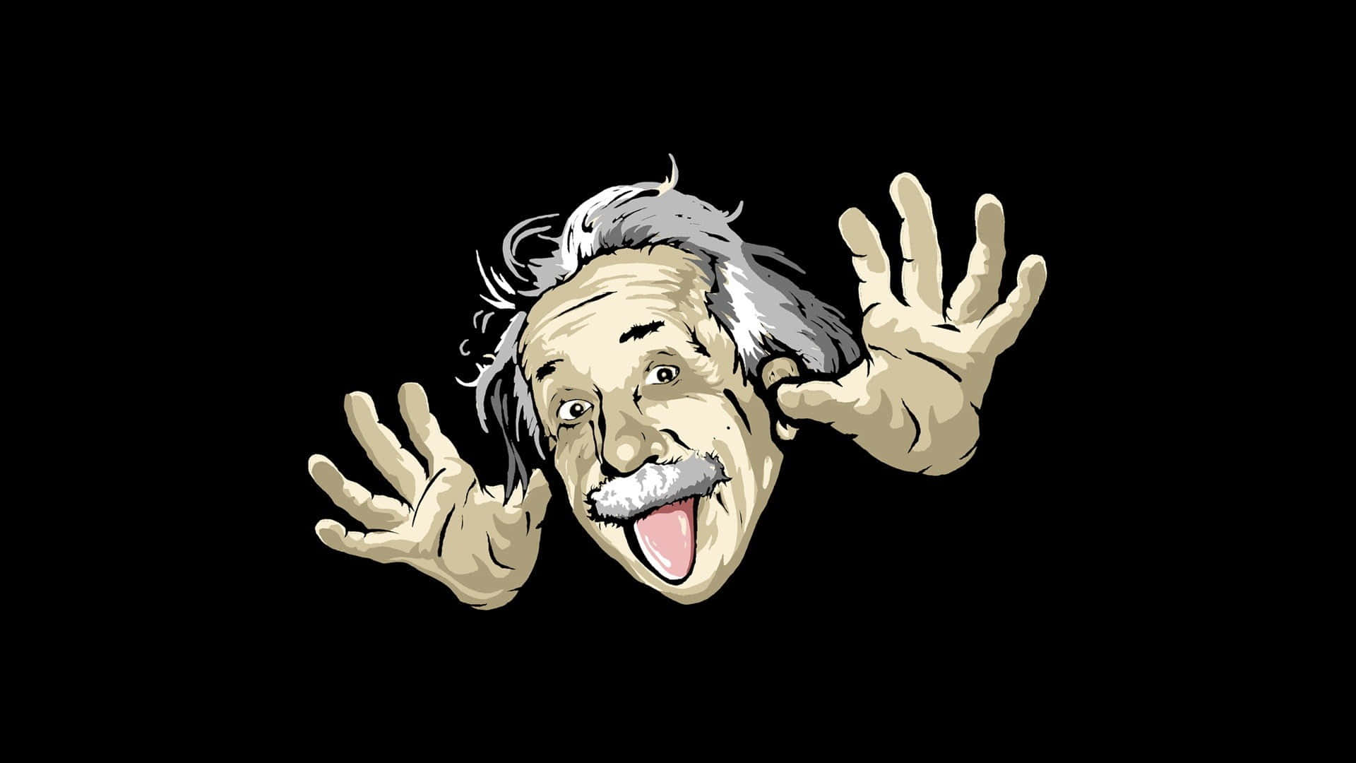 Undibujo Animado De Albert Einstein Con Las Manos Extendidas Fondo de pantalla
